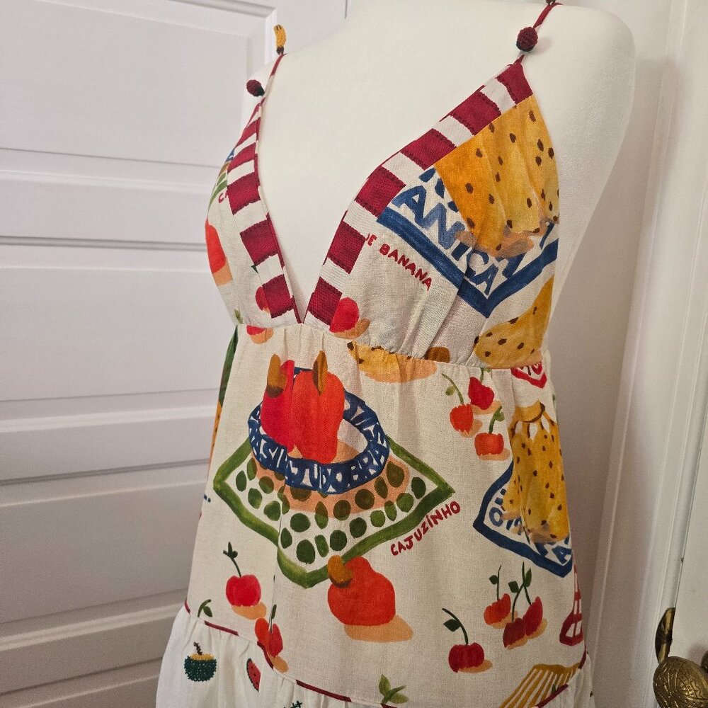 NWT Farm Rio Mixed Picnic Vibrant & Sexy Low Cut Summer Maxi Dress Size L - Picture 6 of 16